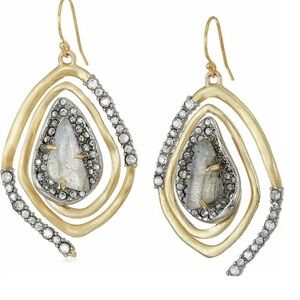 Alexis Bittar Gold and Crystal Spiral Earrings